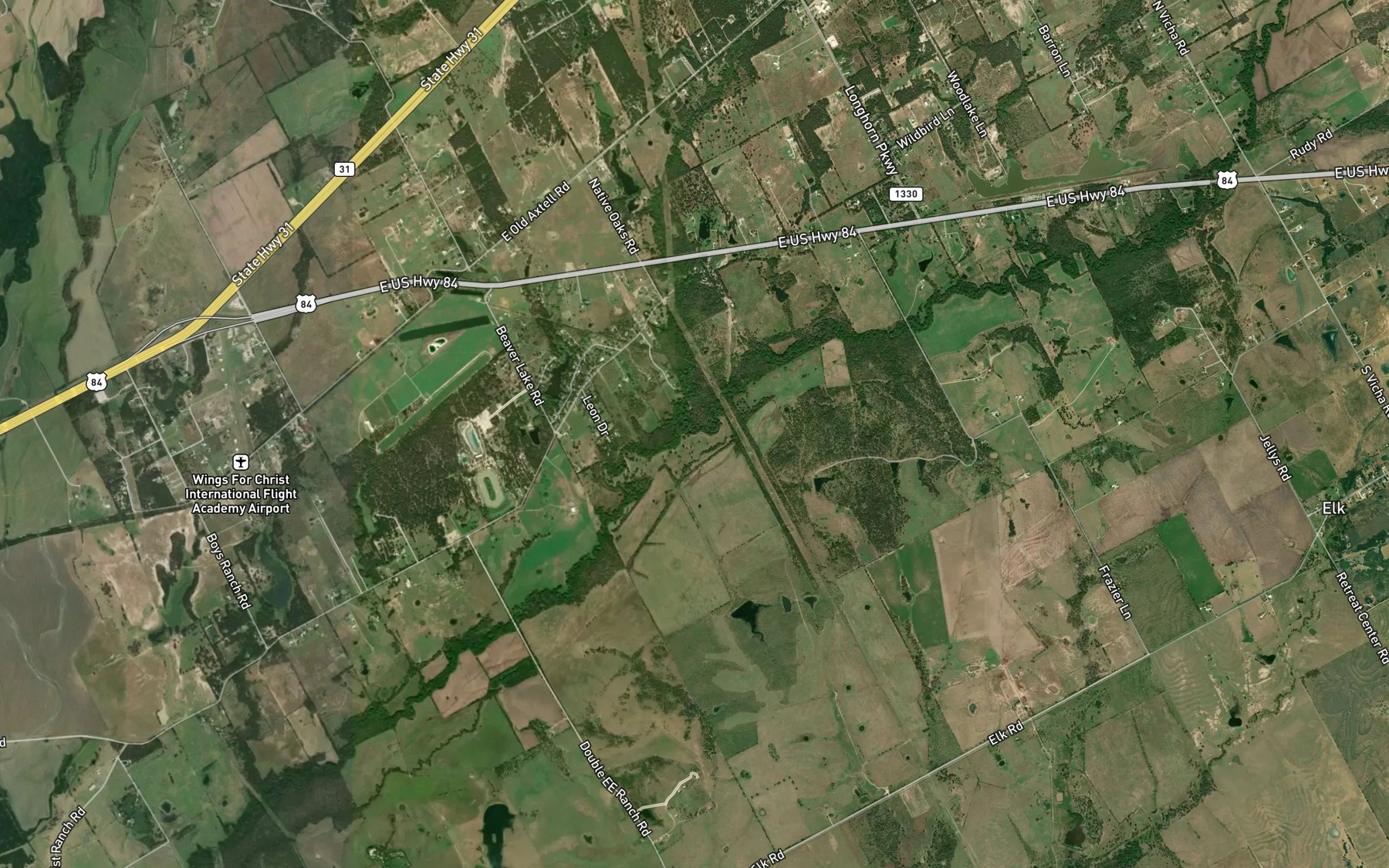 Satellite map of the Hog Creek