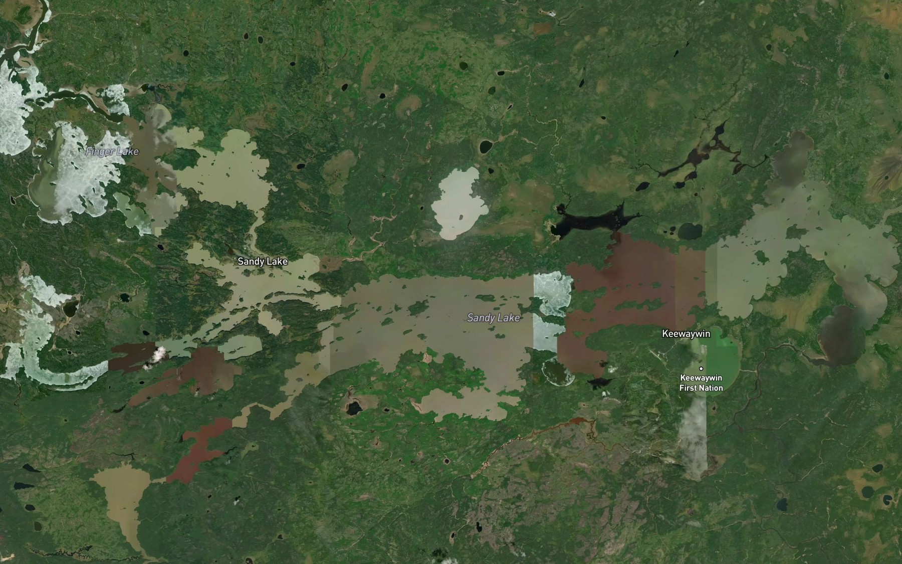 Satellite map of the Sandy Lake