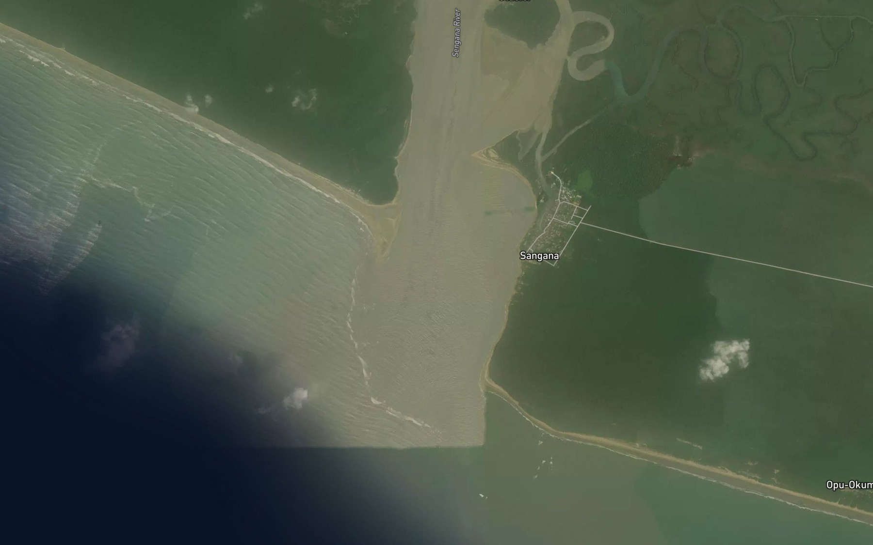 Satellite map of the Sengana River