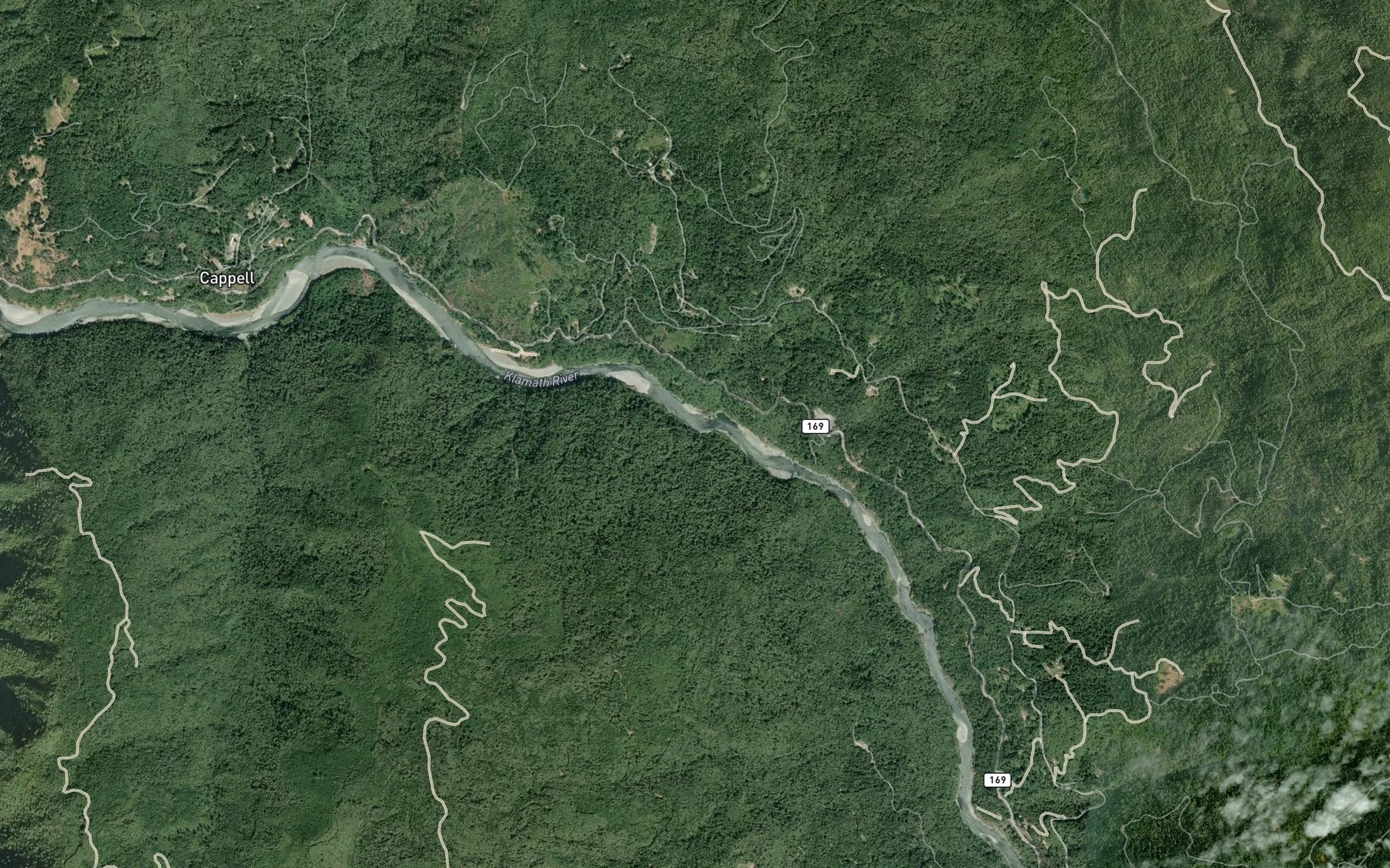 Satellite map of the China Creek