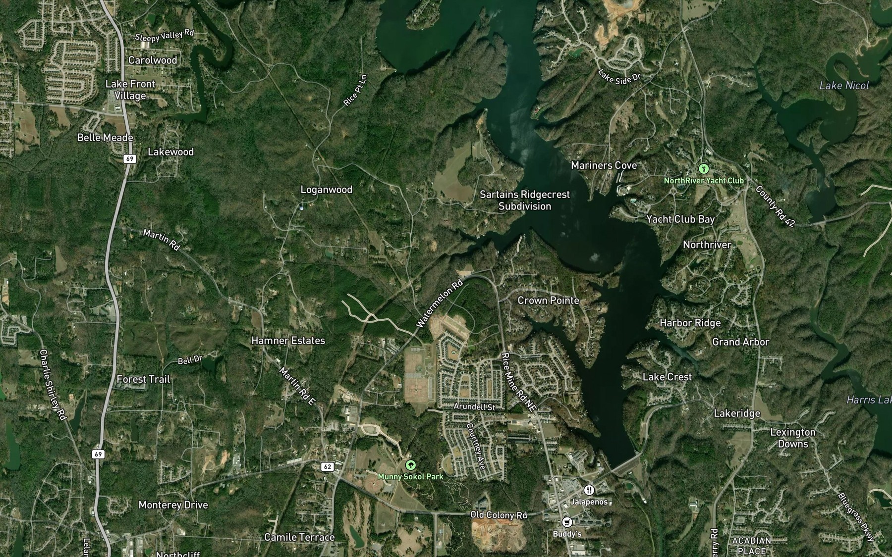 Satellite map of the Browns Spring