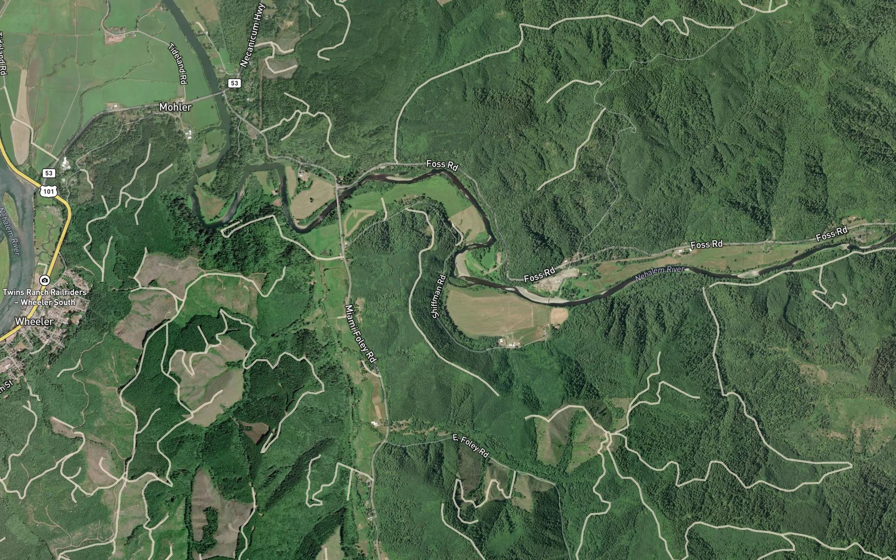 Satellite map of the School Creek