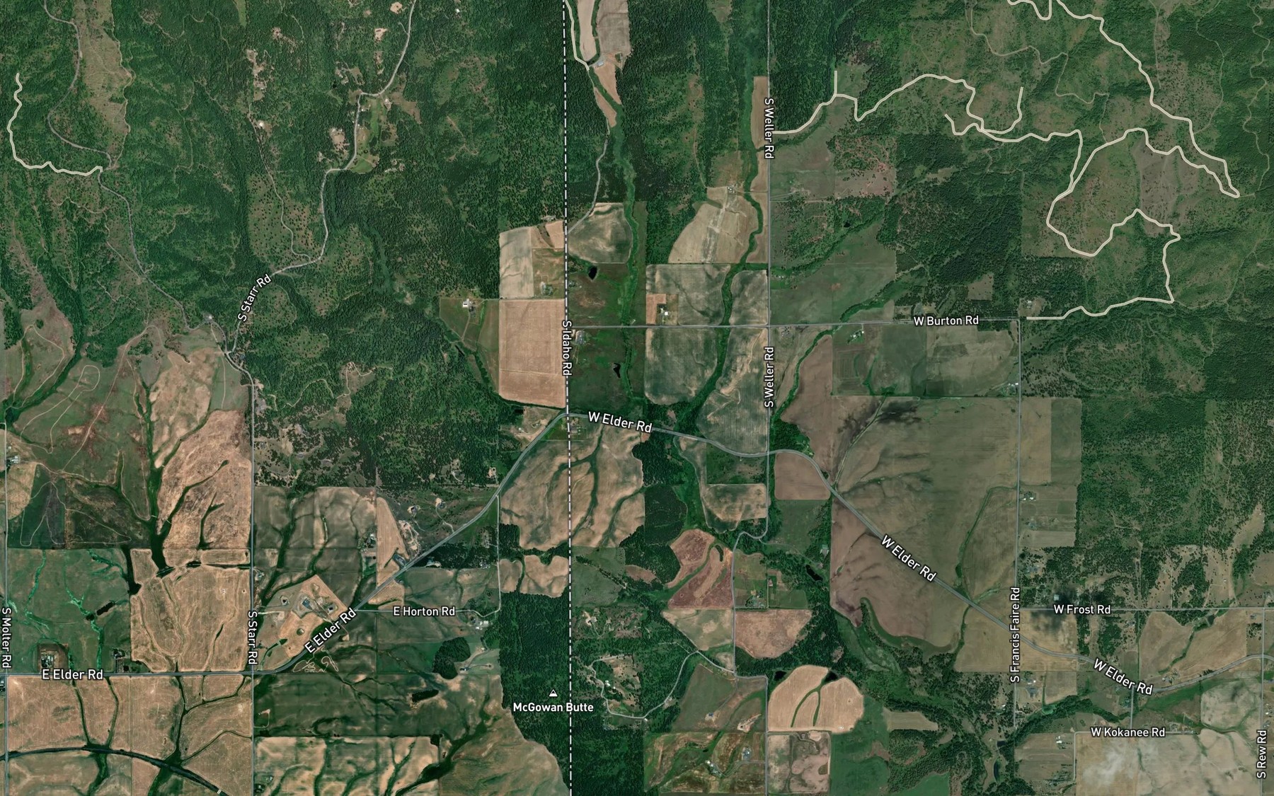 Satellite map of the West Lake Creek