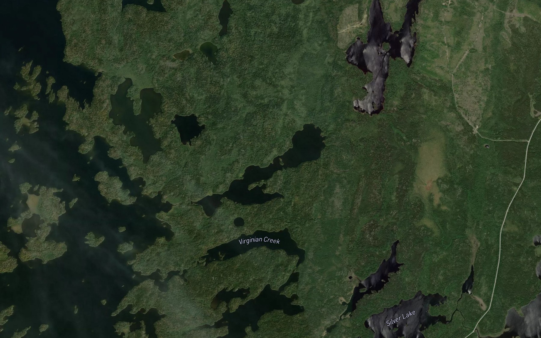 Satellite map of the Leggo Lake