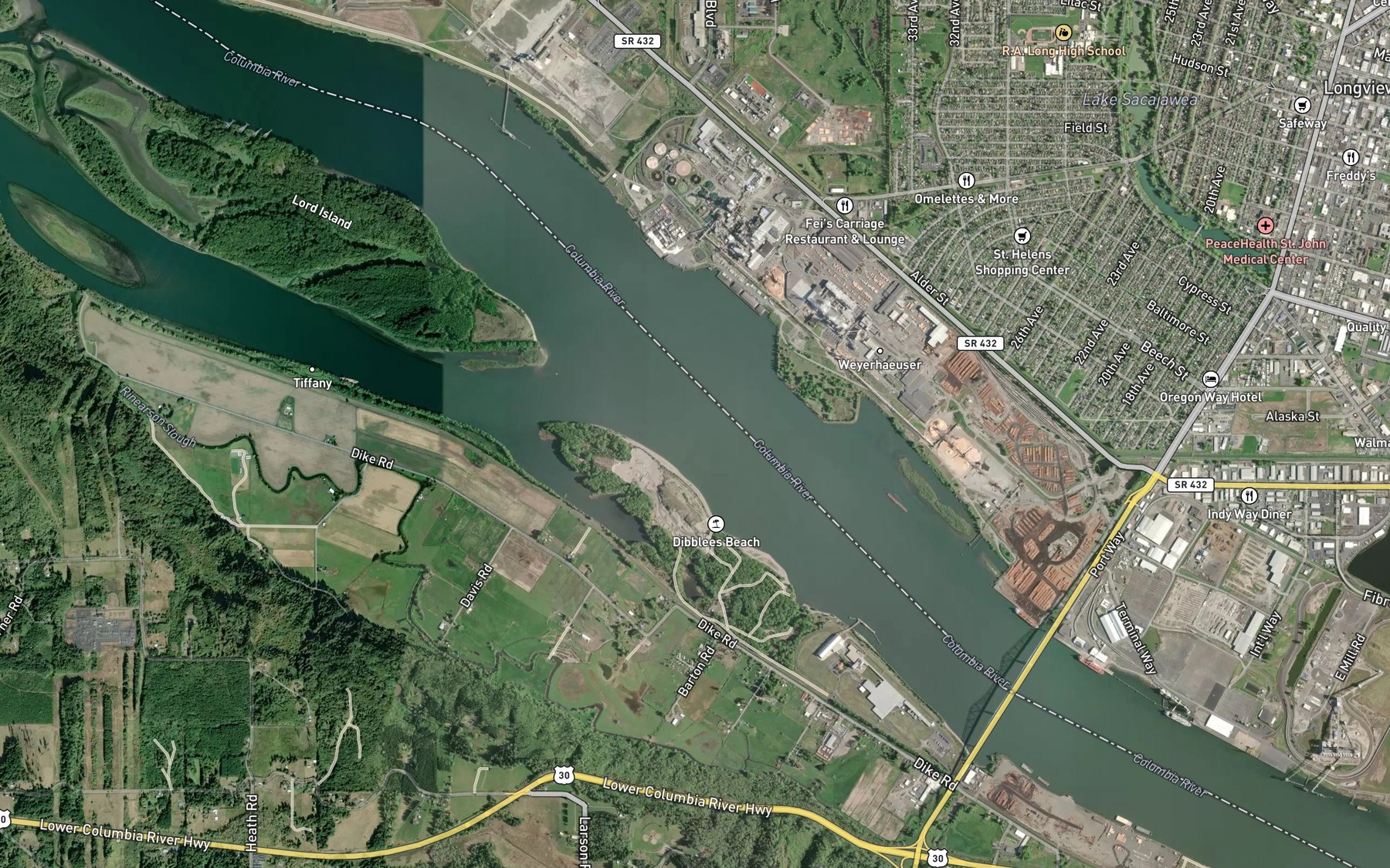 Satellite map of the Slaughters Channel