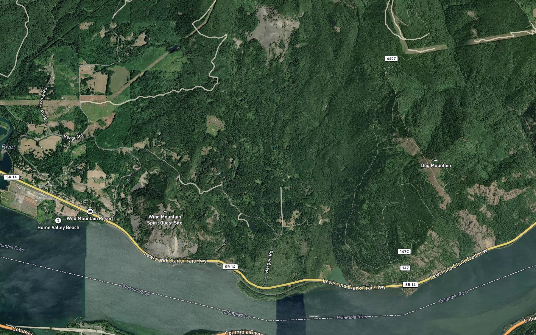 Satellite map of the Long Lake