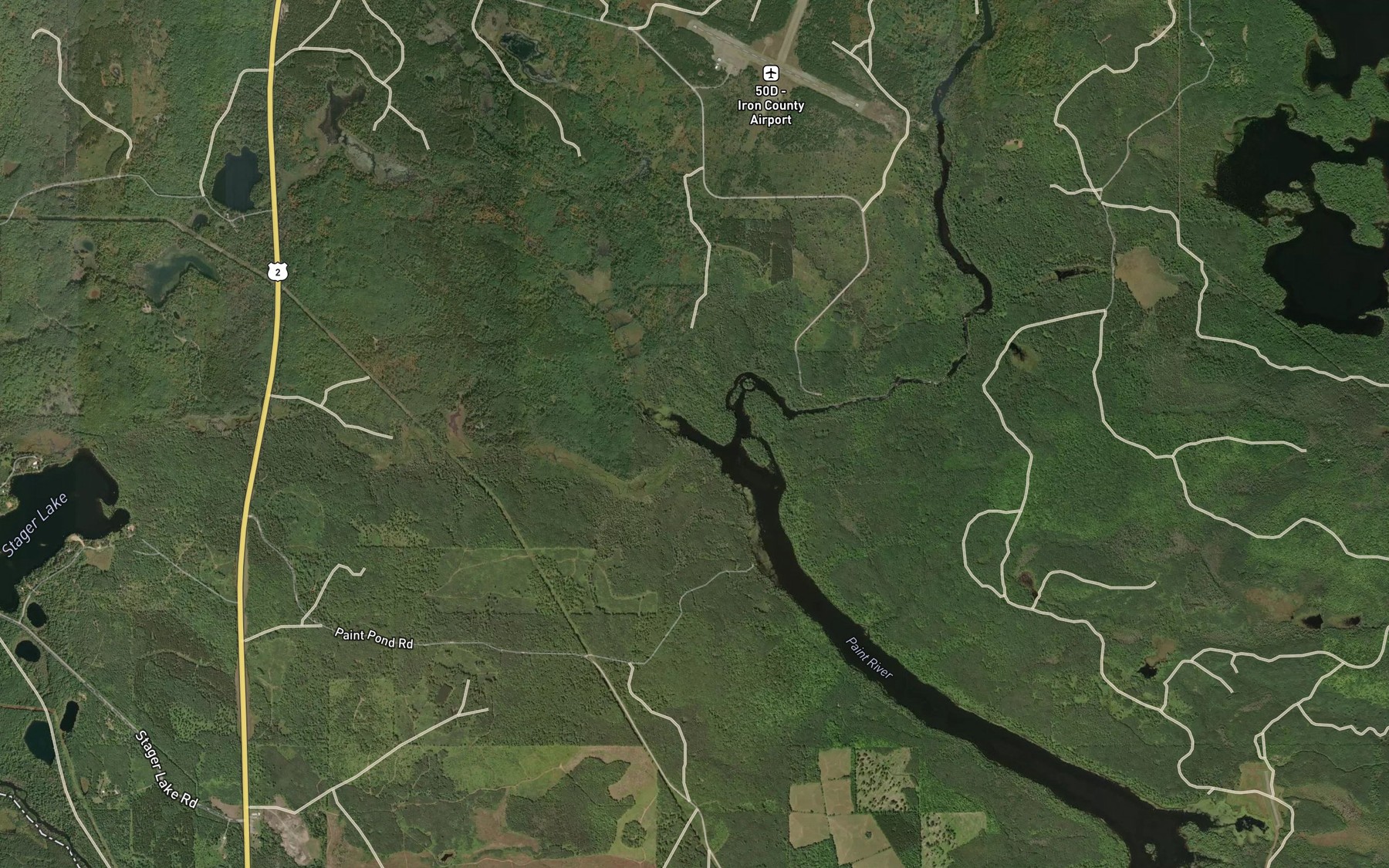Satellite map of the Stager Creek