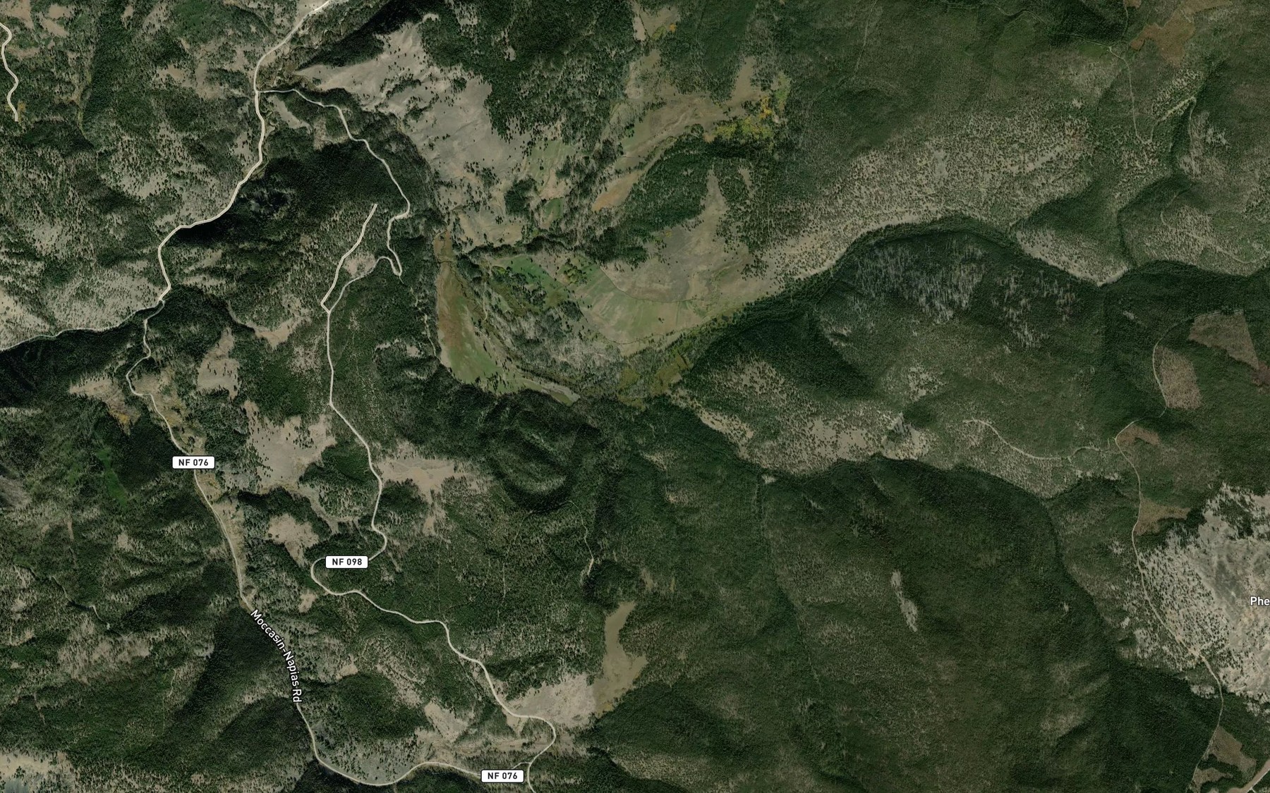 Satellite map of the South Fork Phelan Creek