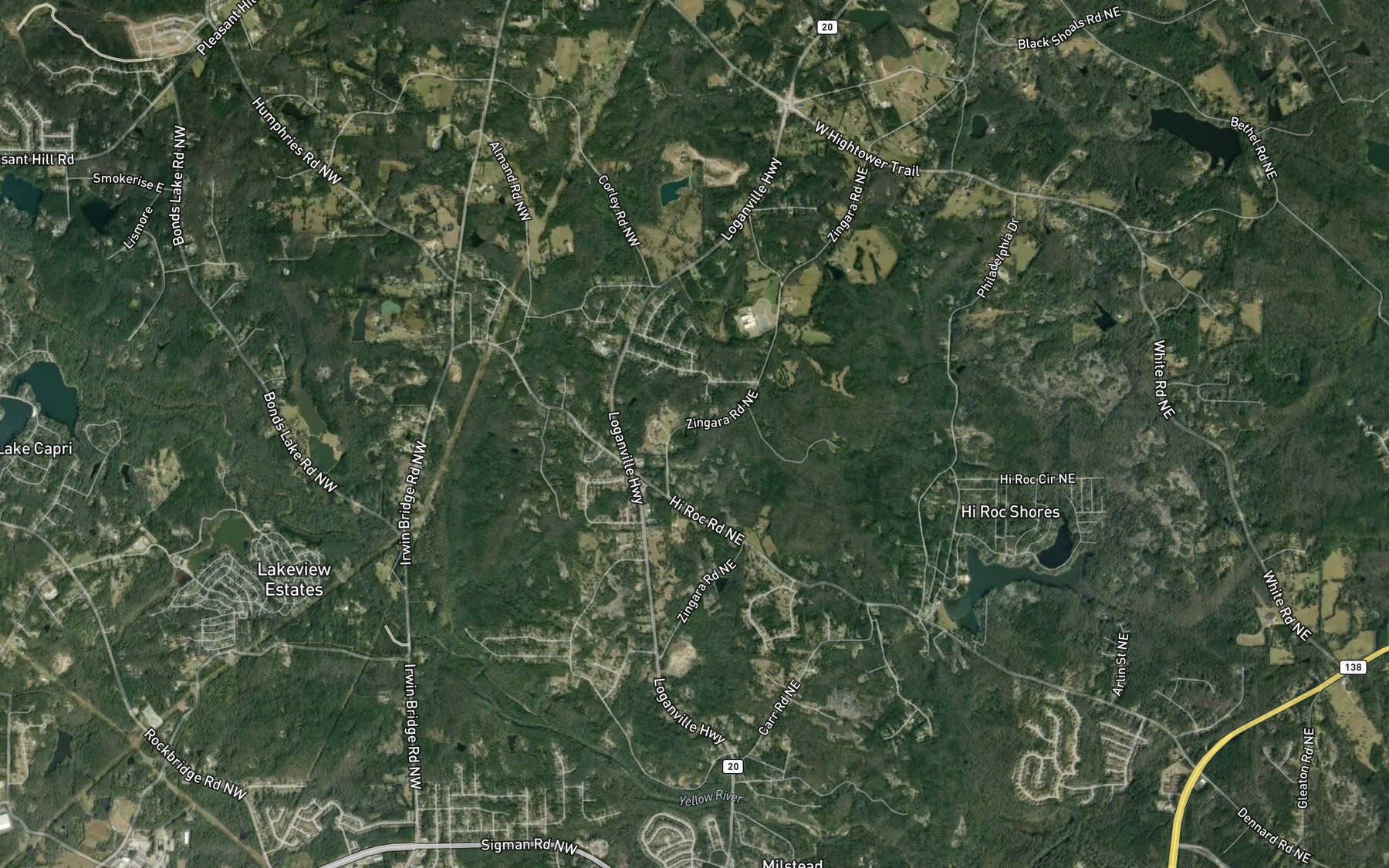 Satellite map of the Sheppards Lake