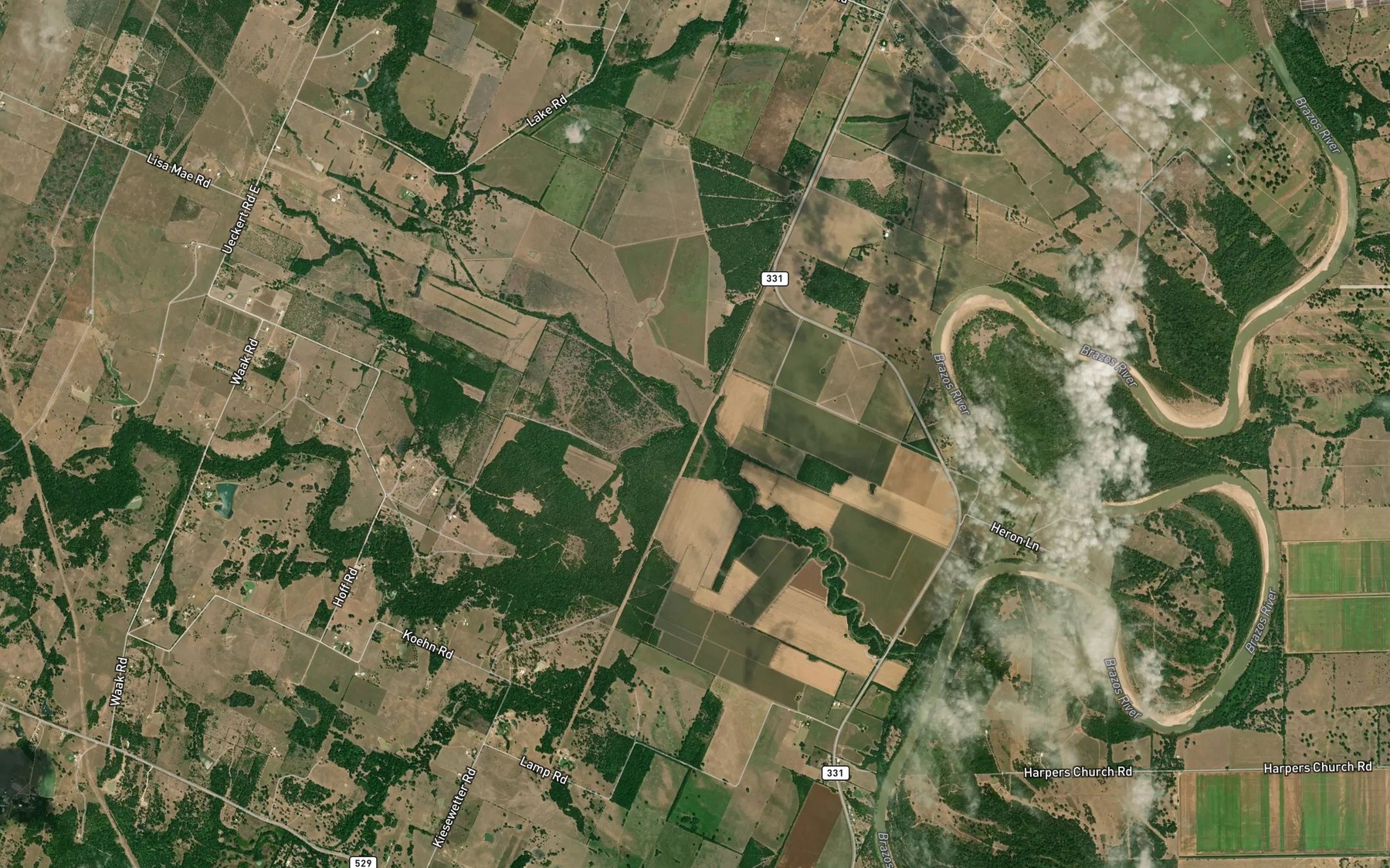 Satellite map of the Ives Creek