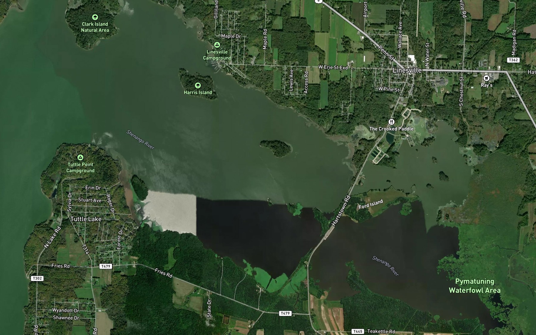 Satellite map of the Whaley Island