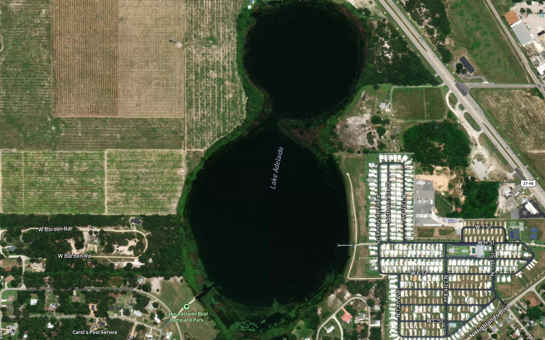 Satellite map of the Lake Adelaide