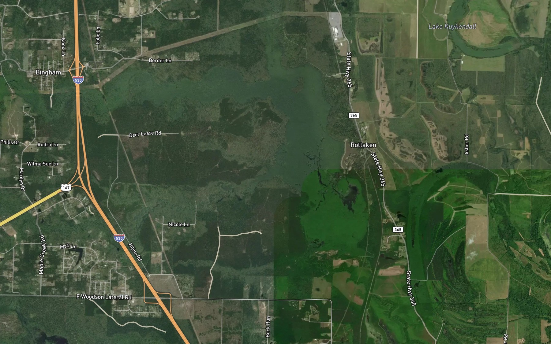 Satellite map of the Maple Creek