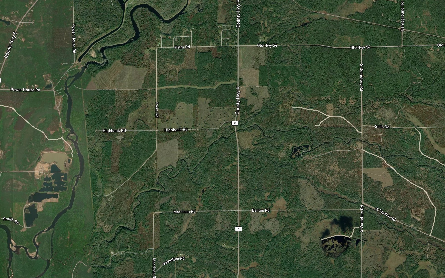 Satellite map of the Hay Creek