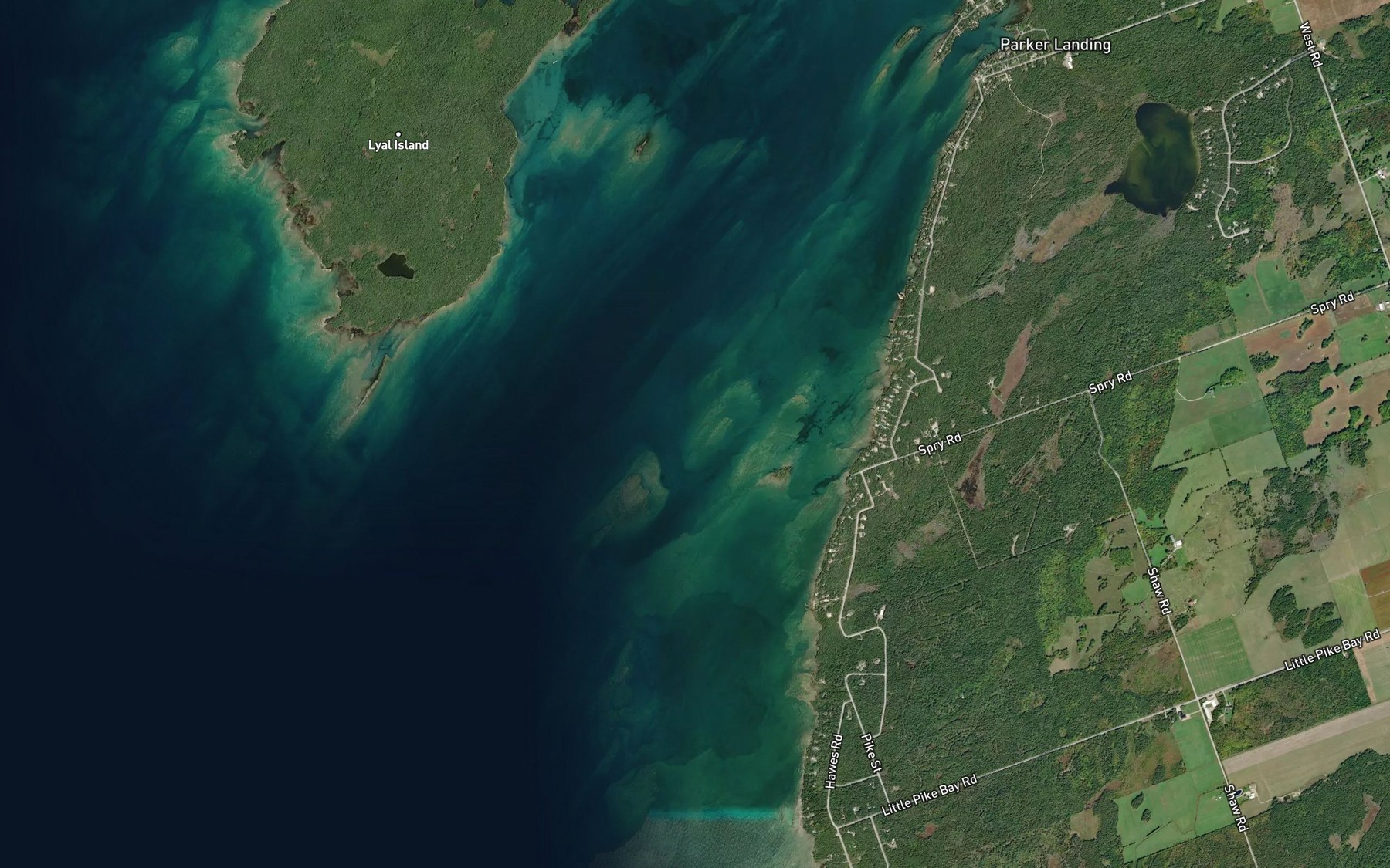 Satellite map of the Frolic Reef