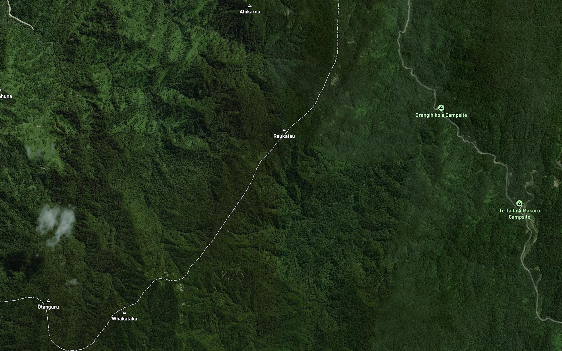 Satellite map of the Orangihikoia Stream