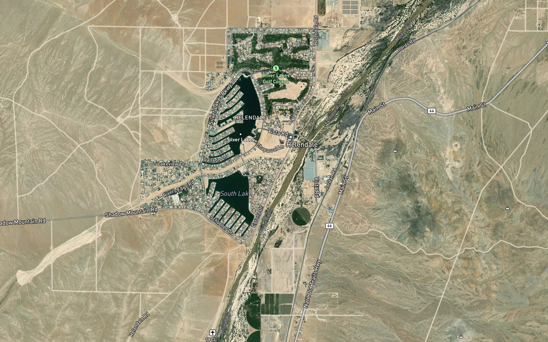 Satellite map of the Fremont Wash