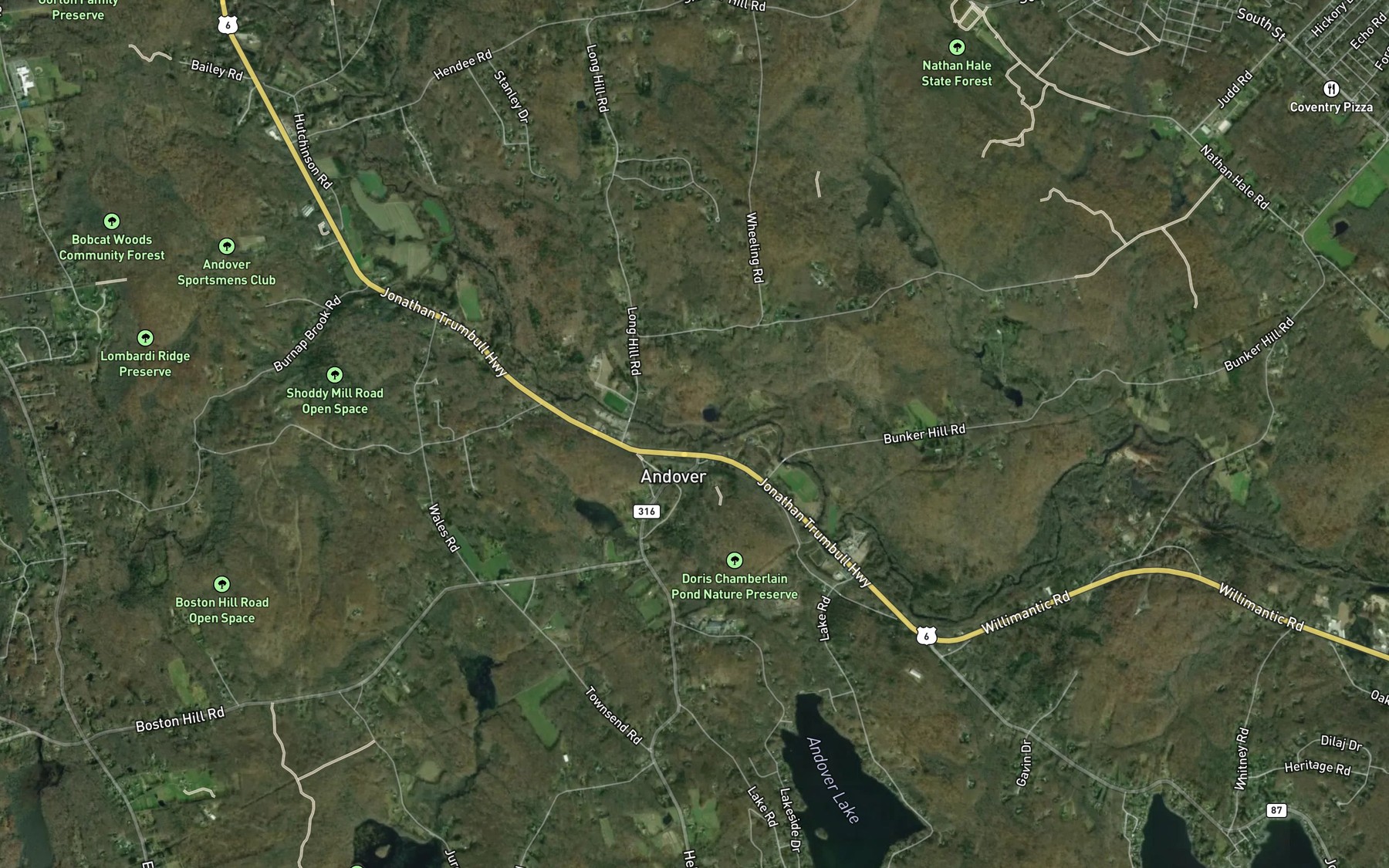 Satellite map of the Staddle Brook