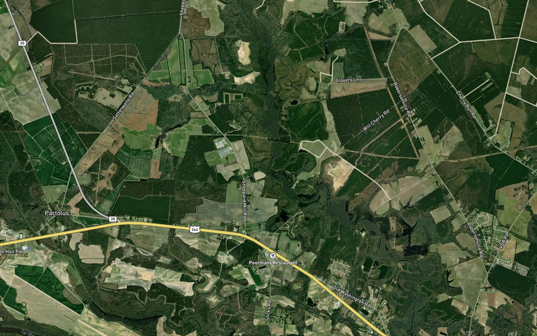 Satellite map of the Pocoson Branch