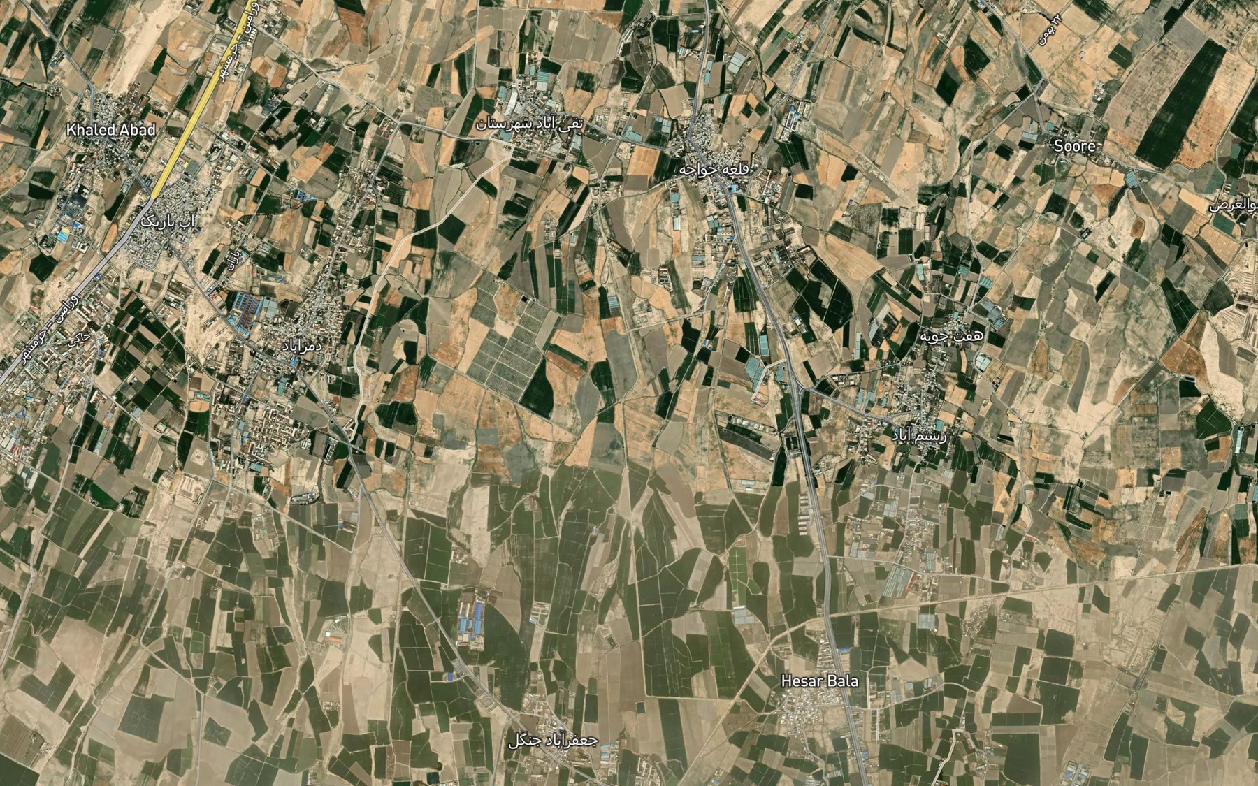 Satellite map of the Nahr-e `Ali Kharrat
