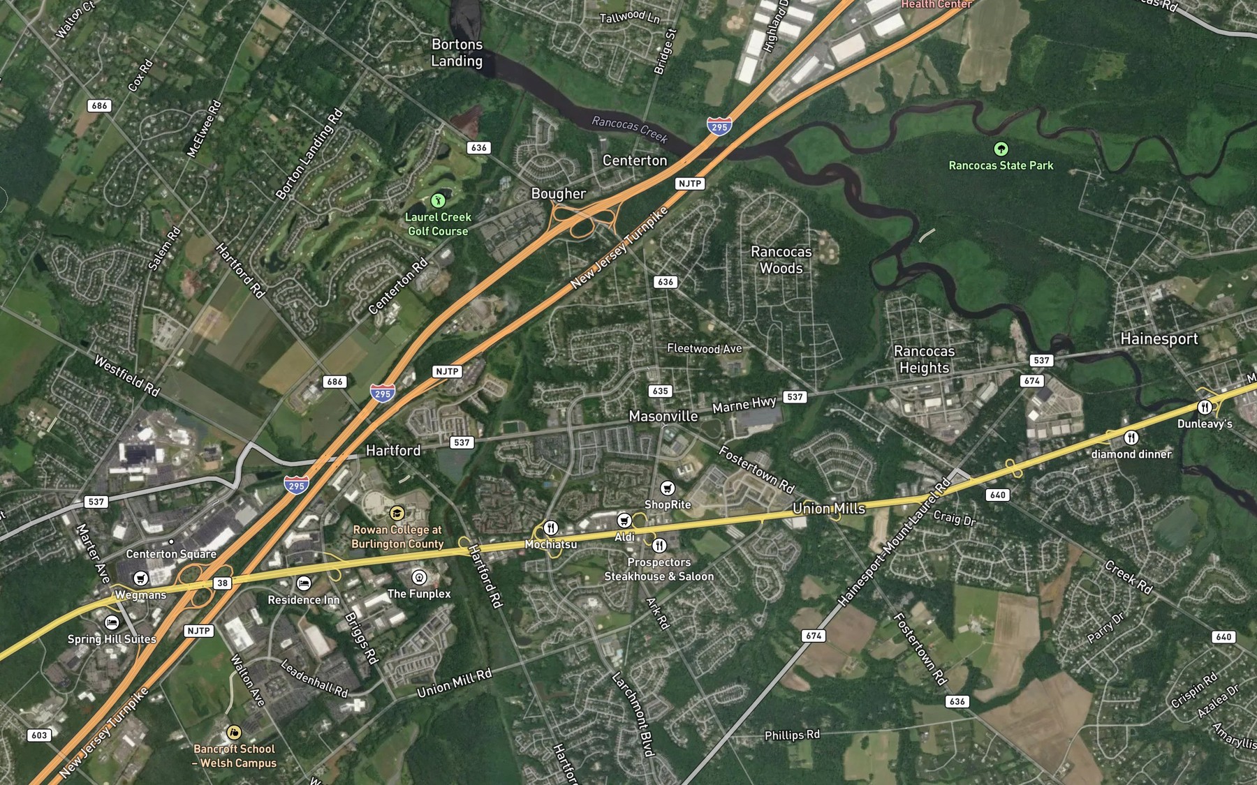 Satellite map of the Haulover Creek