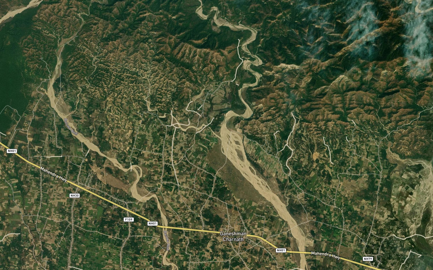 Satellite map of the Saphi Khola