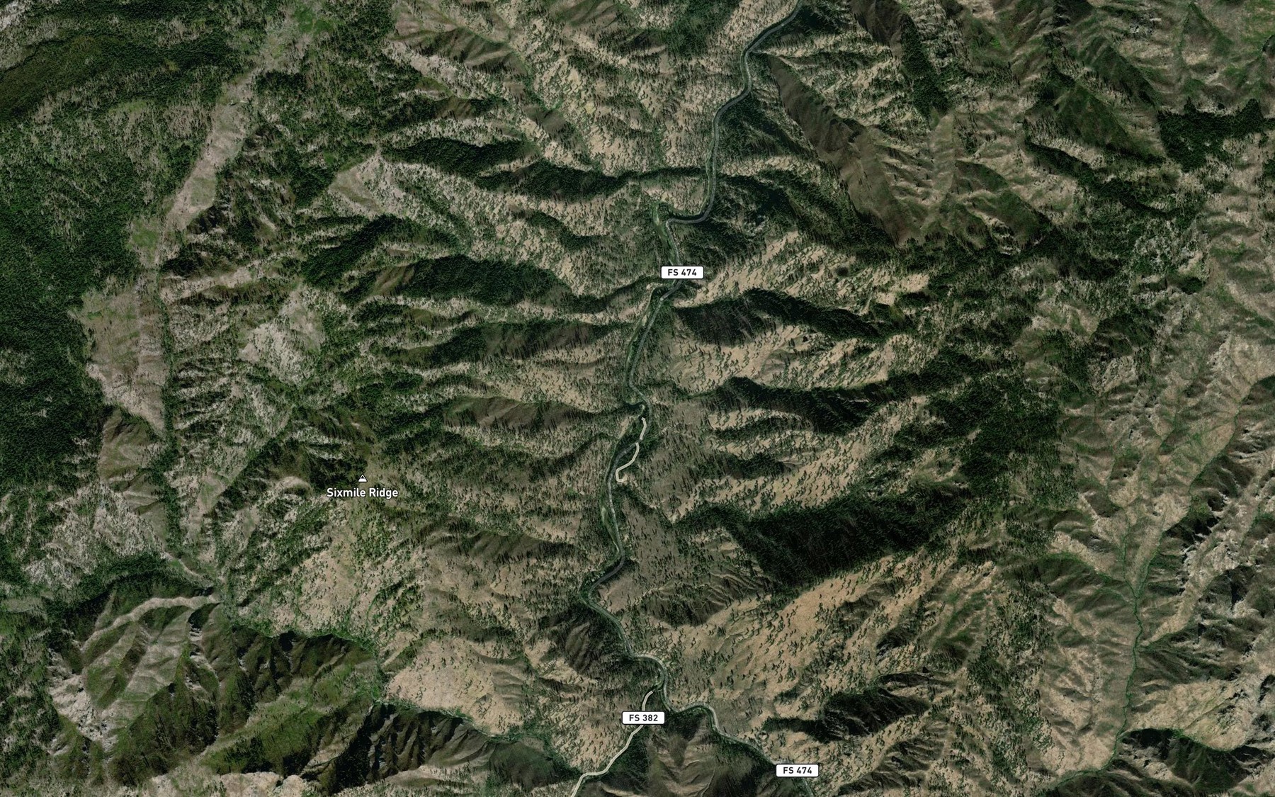 Satellite map of the Teepee Creek