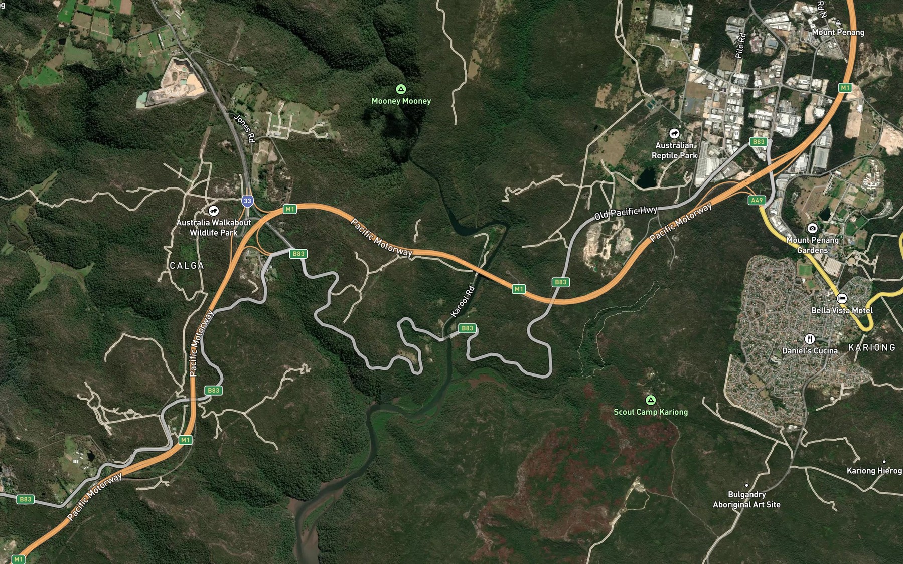 Satellite map of the Floods Creek