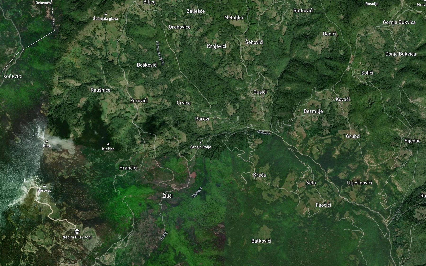 Satellite map of the Parovska Reka