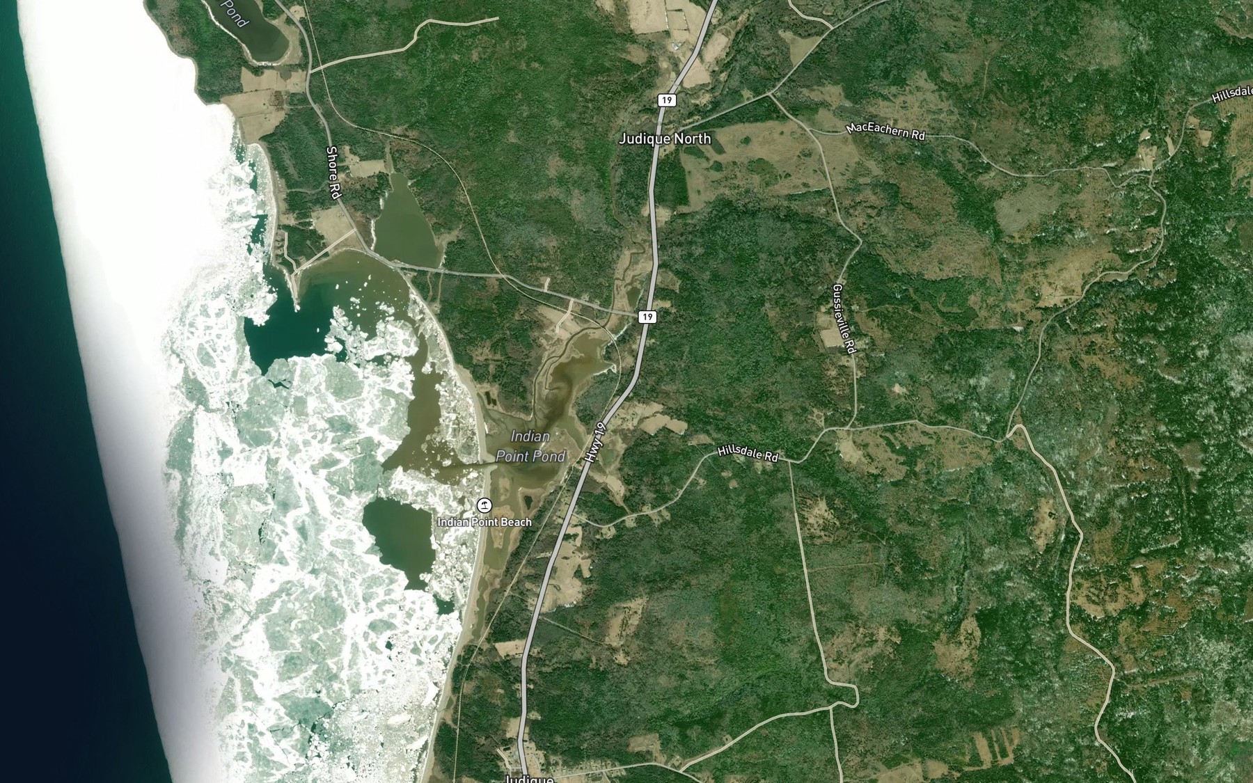 Satellite map of the Indian Point Pond