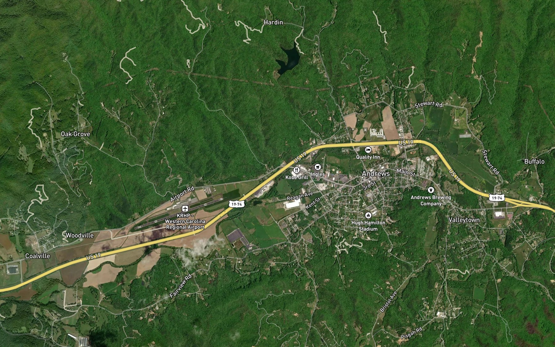 Satellite map of the Underwood Branch