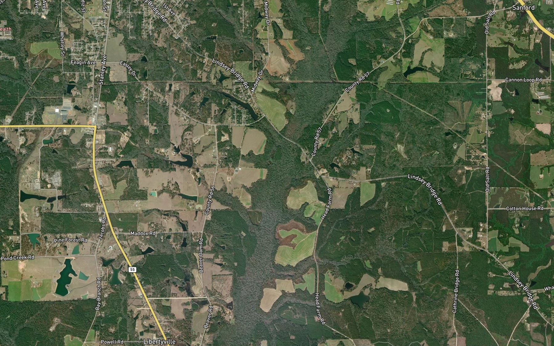 Satellite map of the Turkey Creek