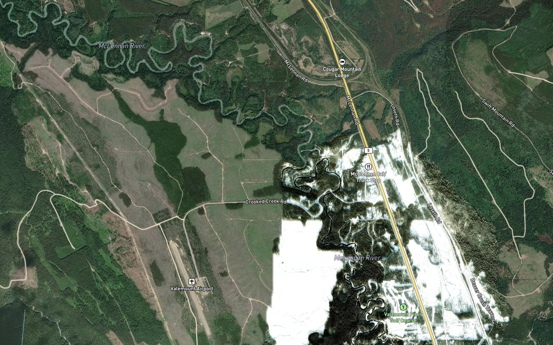 Satellite map of the Crooked Creek