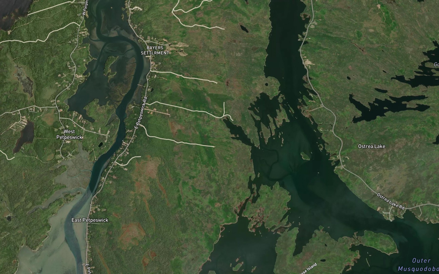 Satellite map of the Birch Brook
