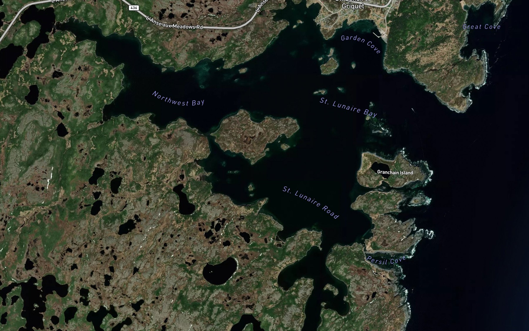 Satellite map of the St. Lunaire Road
