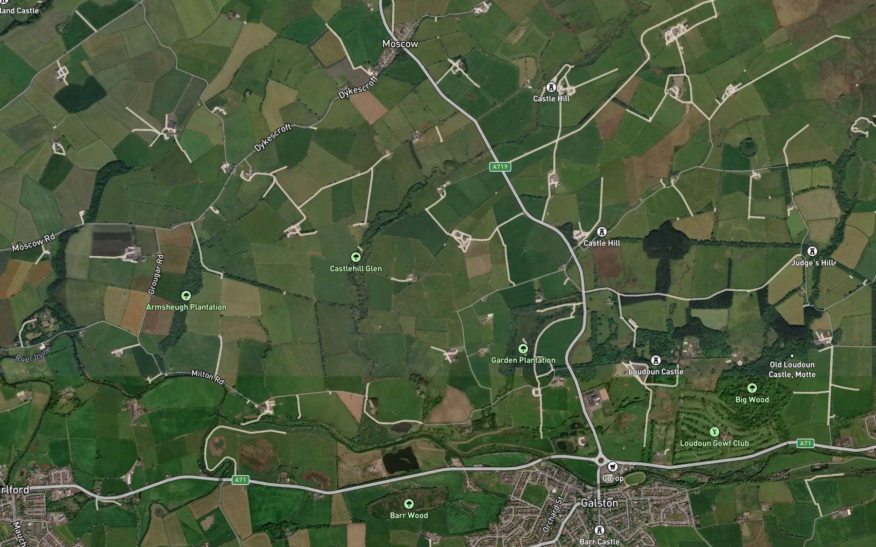 Satellite map of the Polbaith Burn