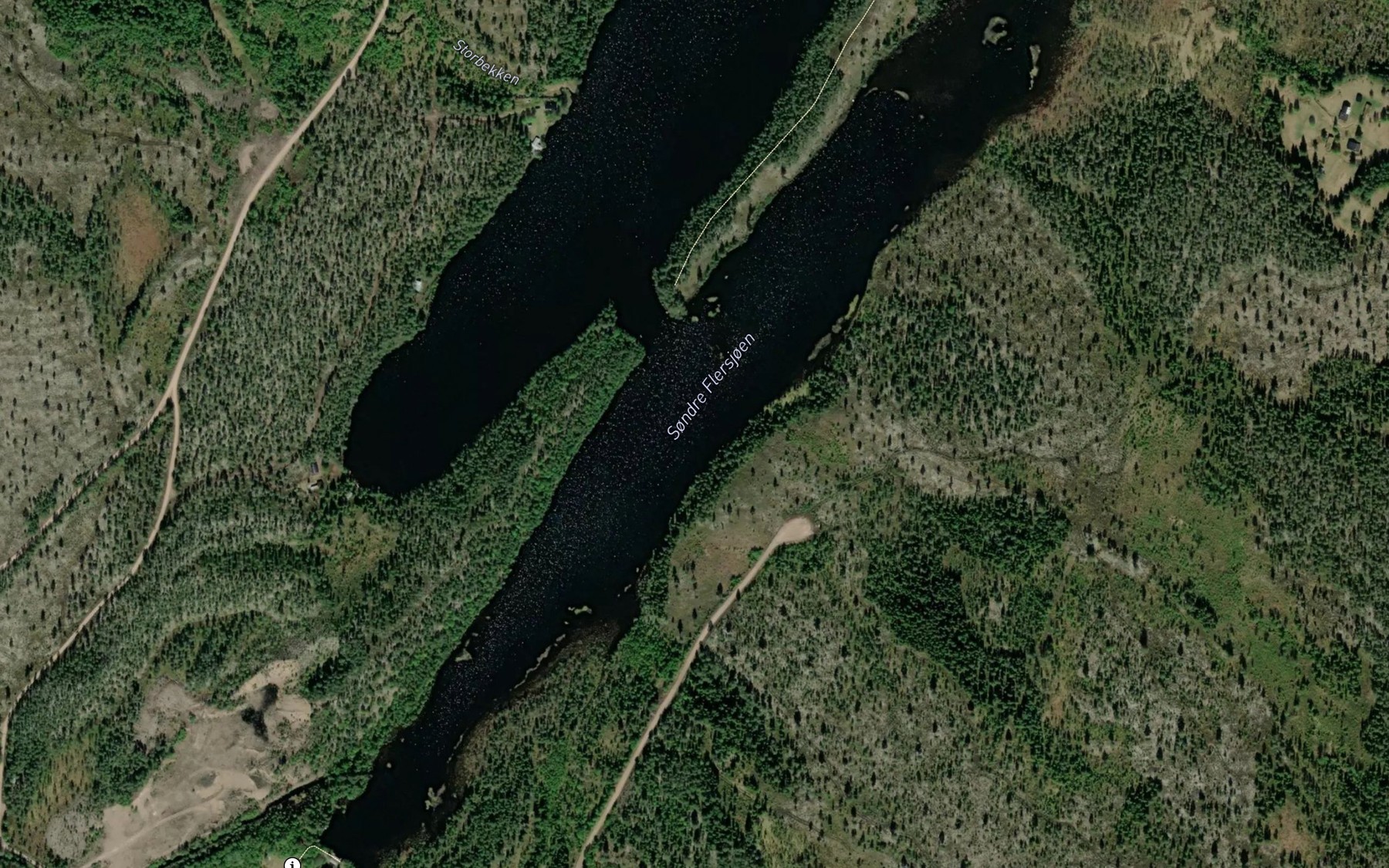 Satellite map of the Sondre Flersjoa