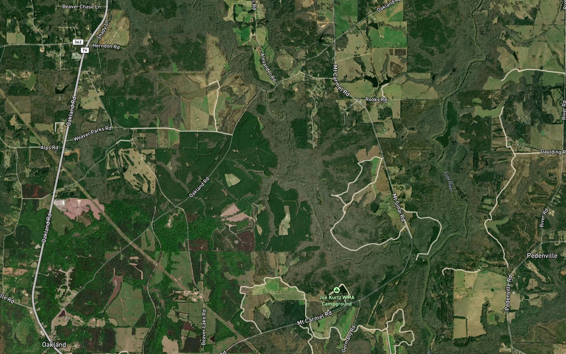Satellite map of the Shoals Creek