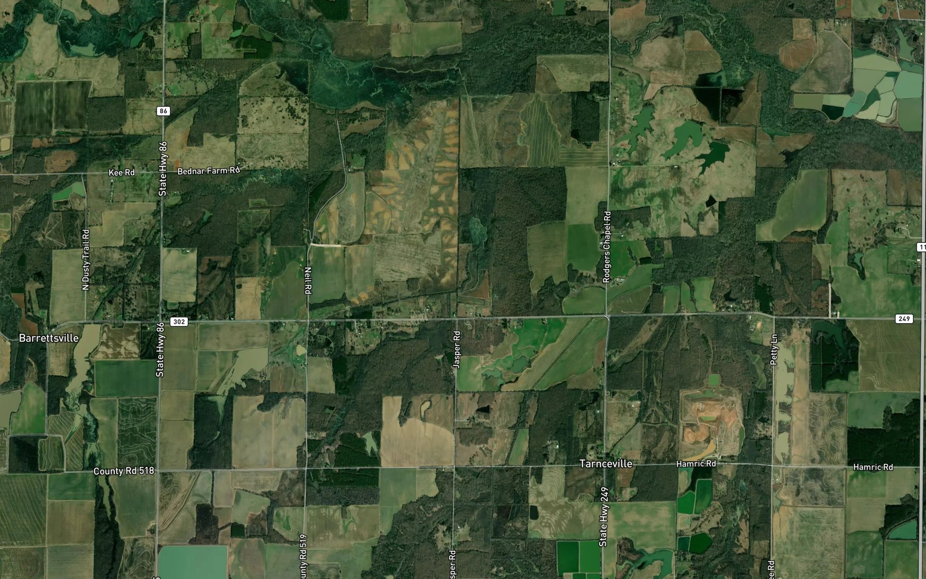 Satellite map of the Mitchell Branch