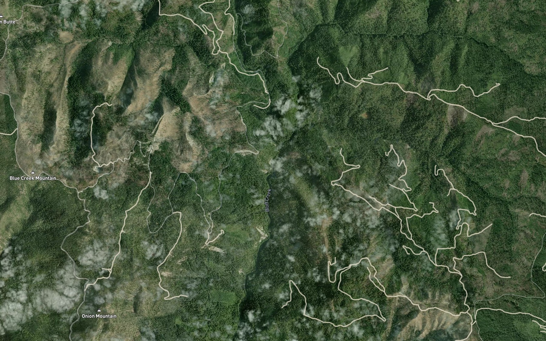 Satellite map of the Dans Creek