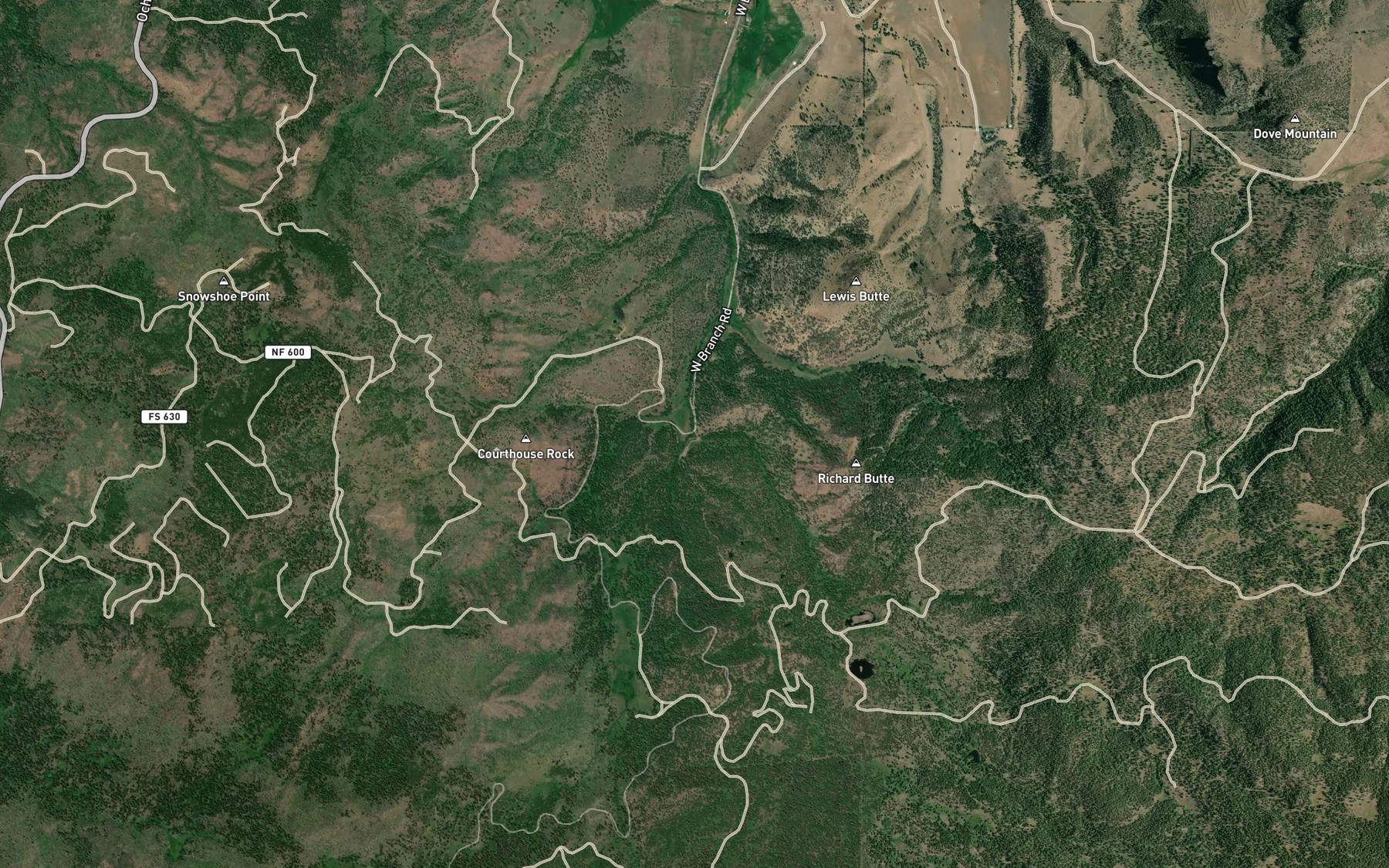 Satellite map of the Slide Creek
