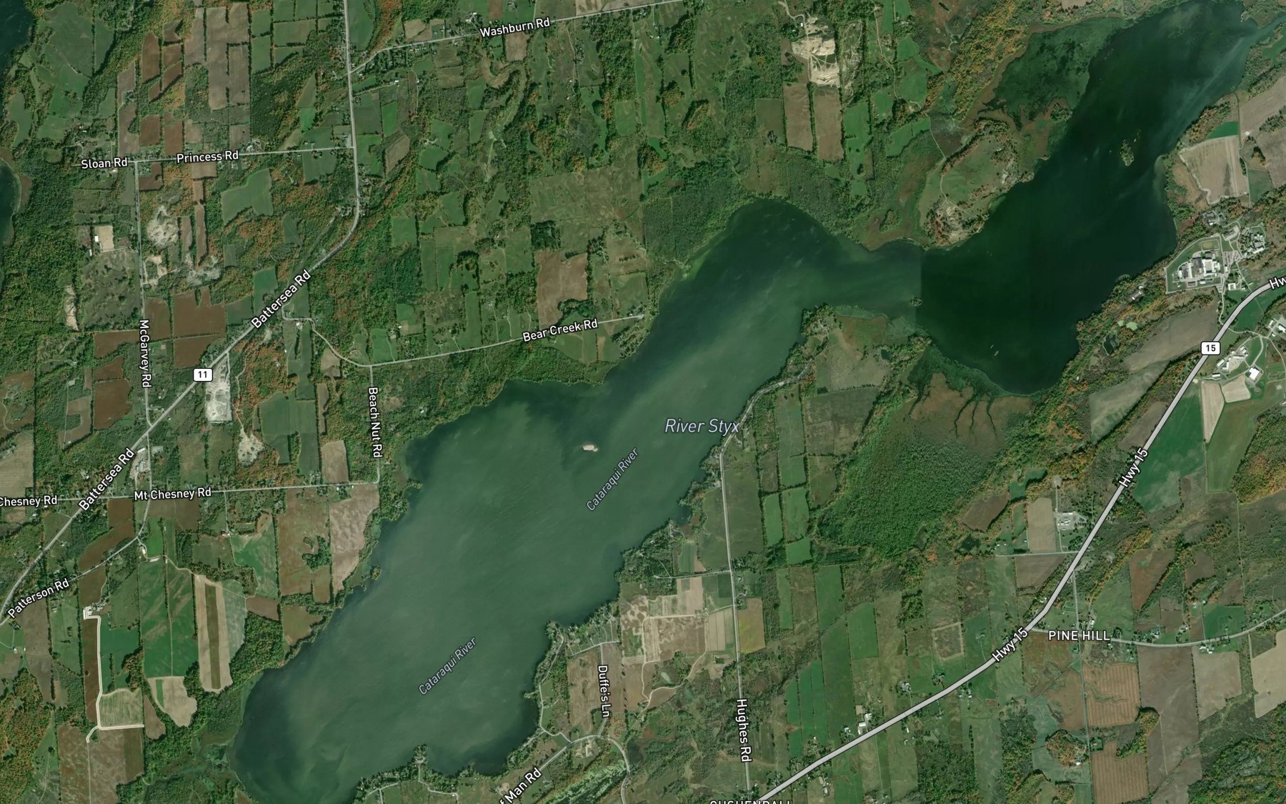 Satellite map of the Bear Creek
