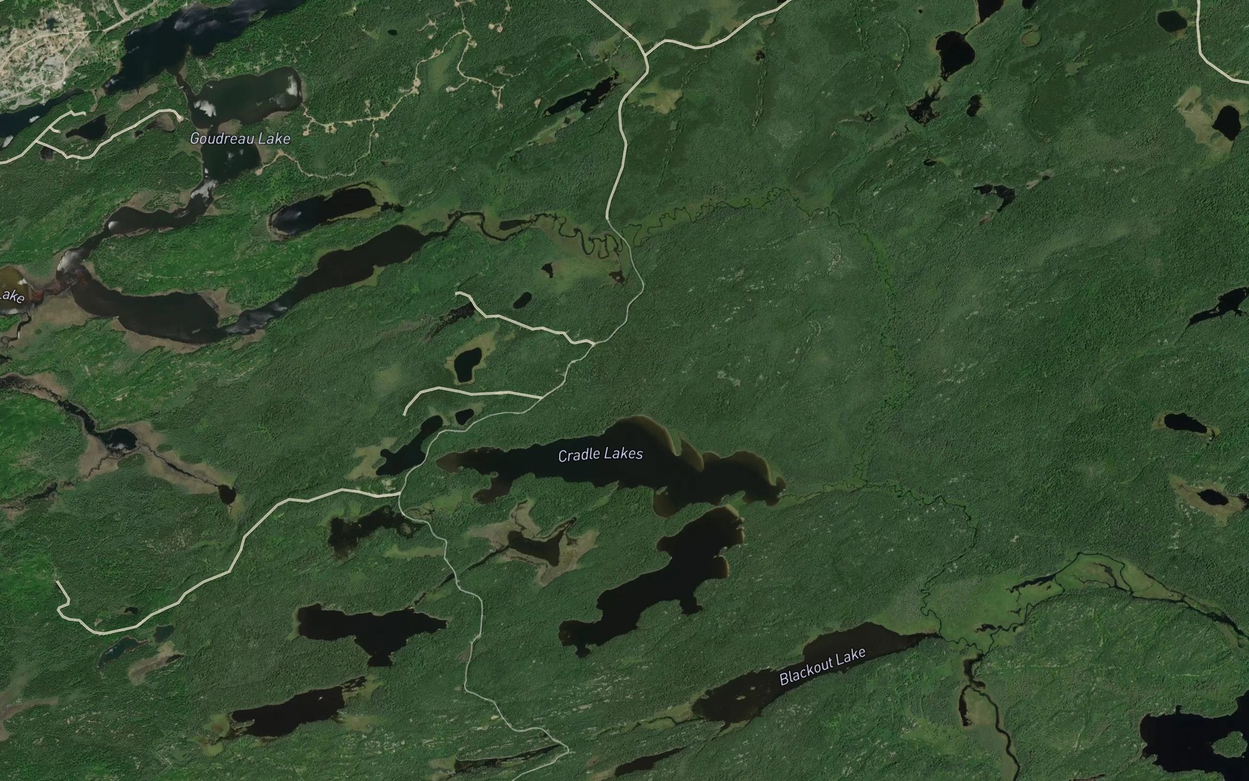 Satellite map of the Cradle Lakes