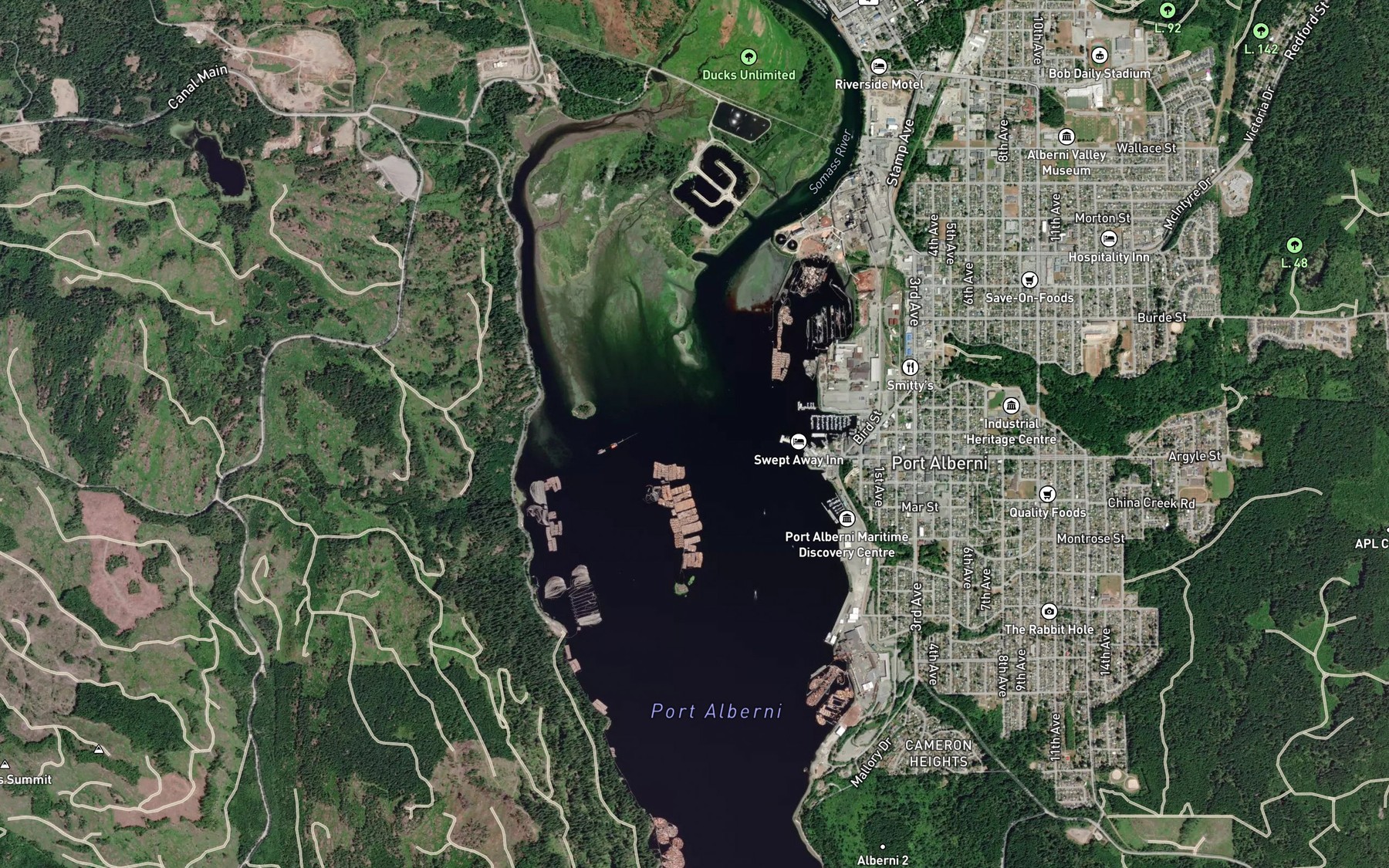 Satellite map of the Port Alberni