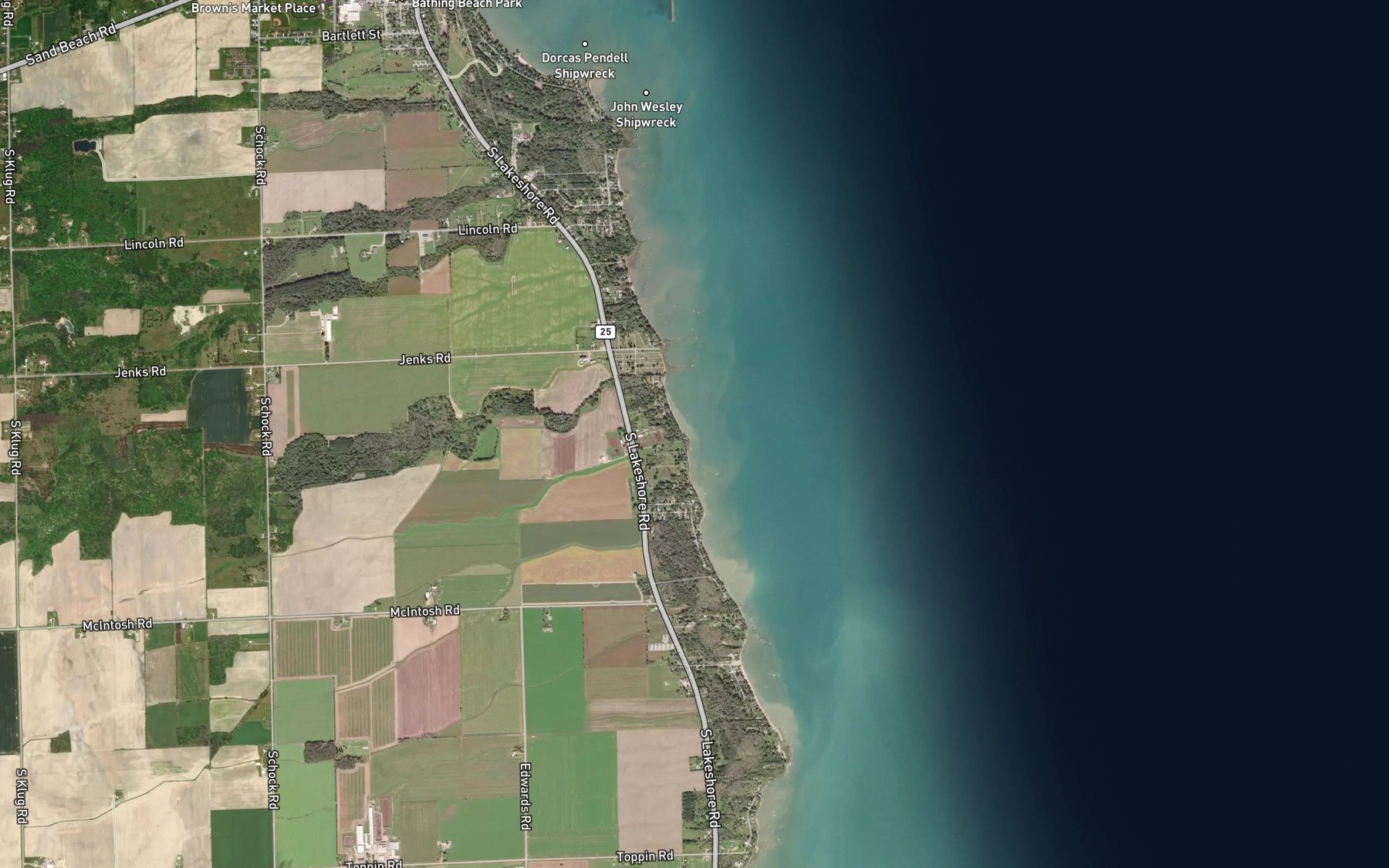 Satellite map of the Rock Falls Creek