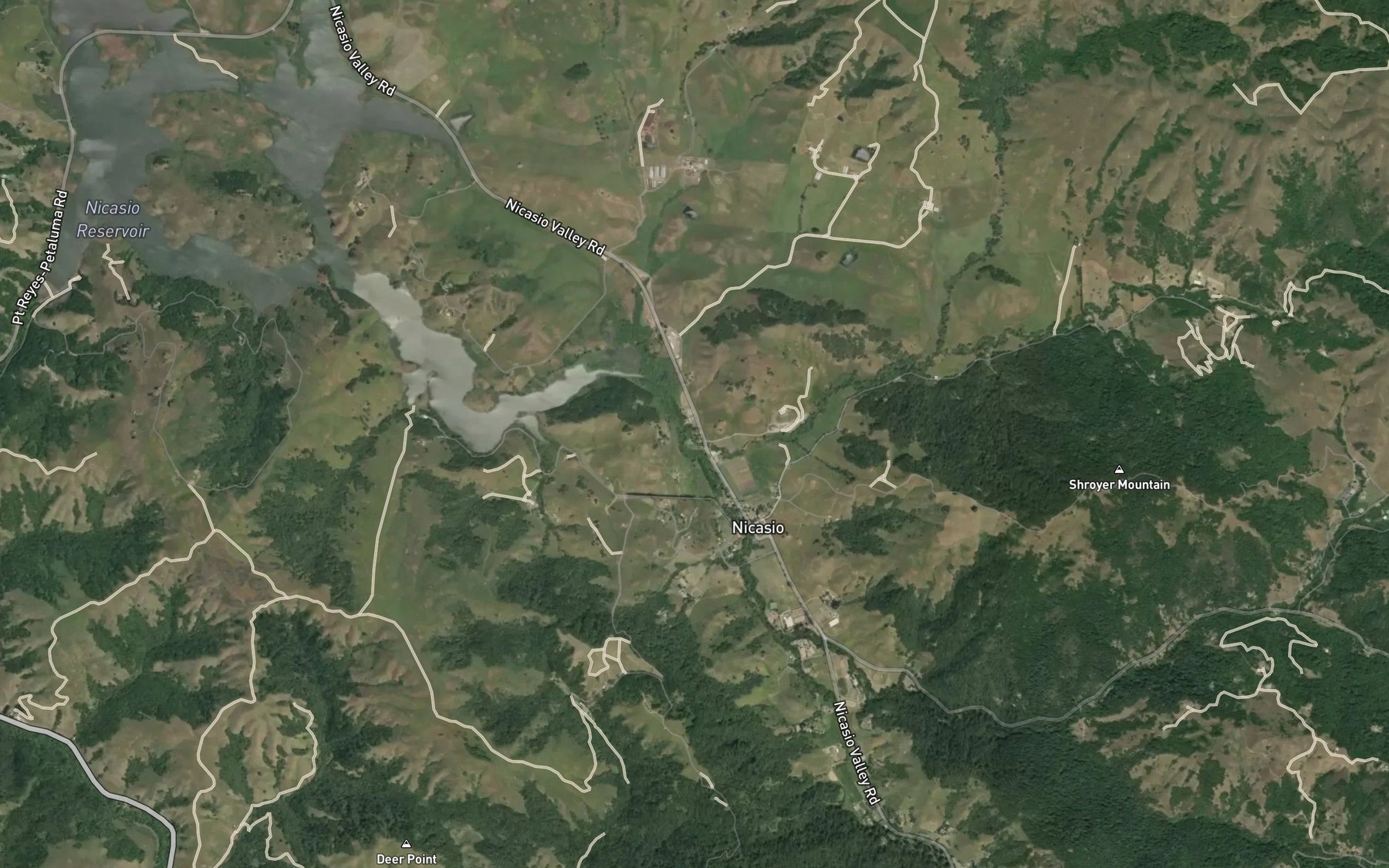 Satellite map of the Halleck Creek