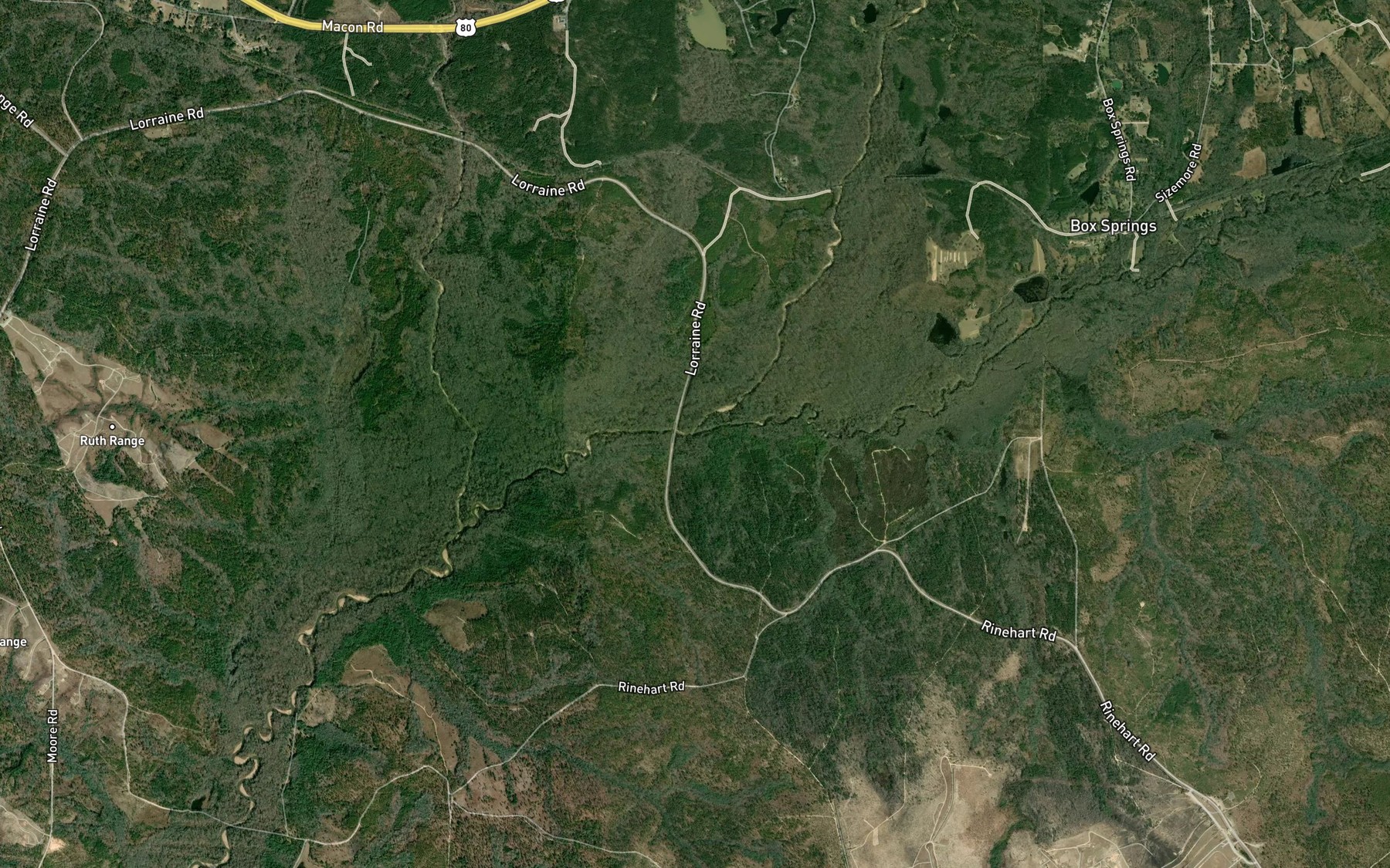 Satellite map of the Baker Creek