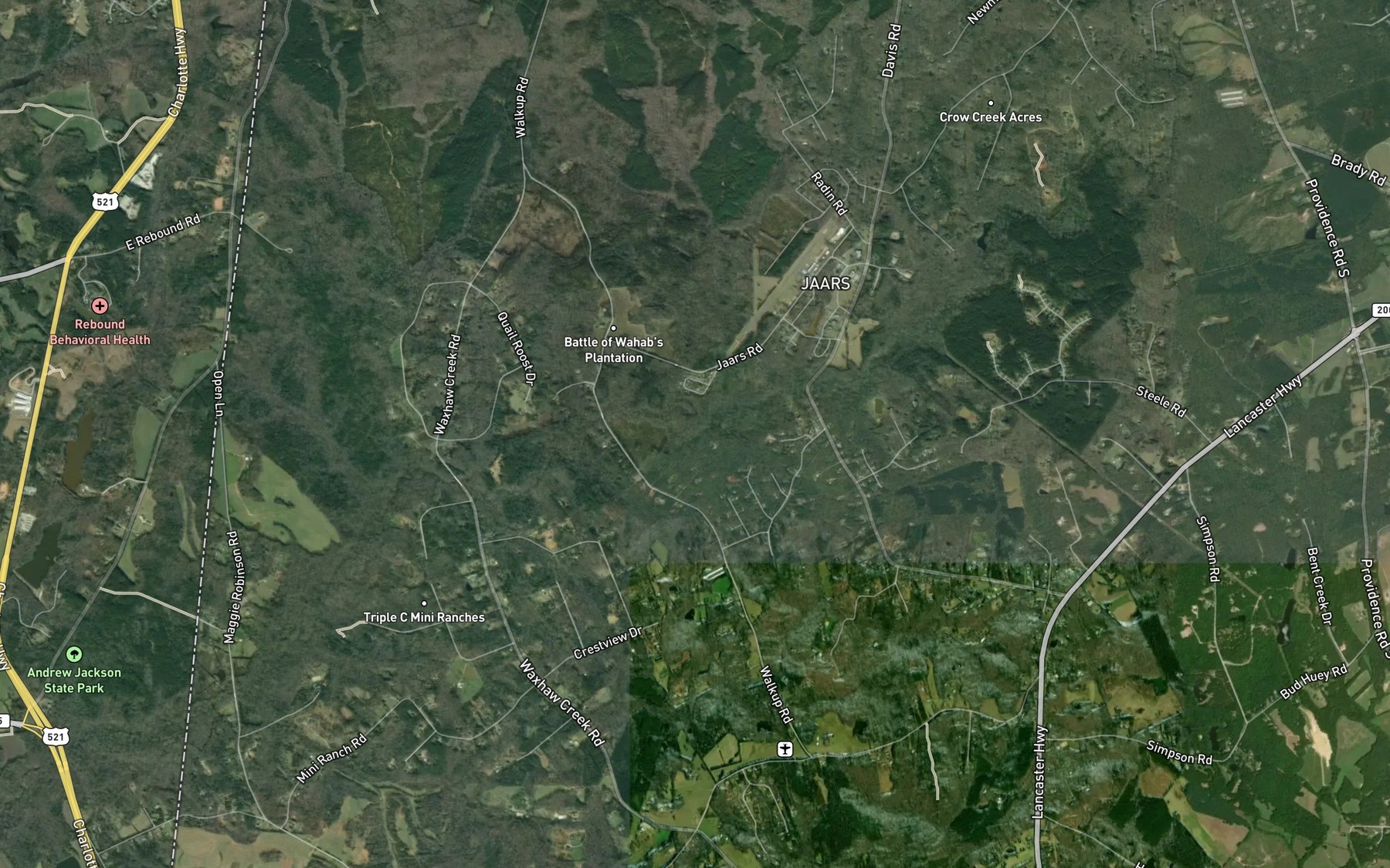 Satellite map of the Keener Branch