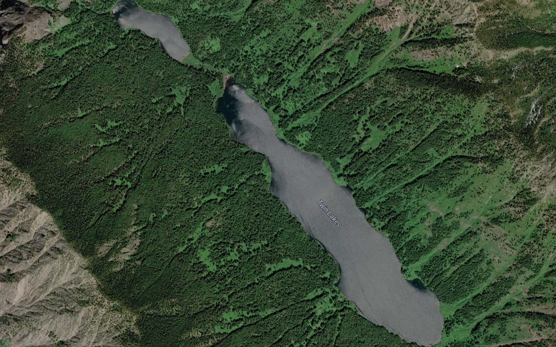 Satellite map of the Twin Lakes