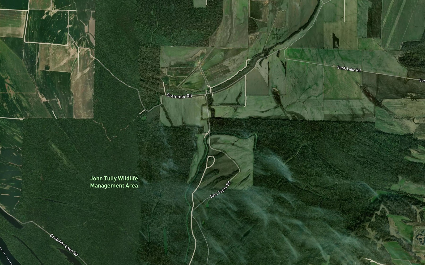 Satellite map of the Ash Bayou